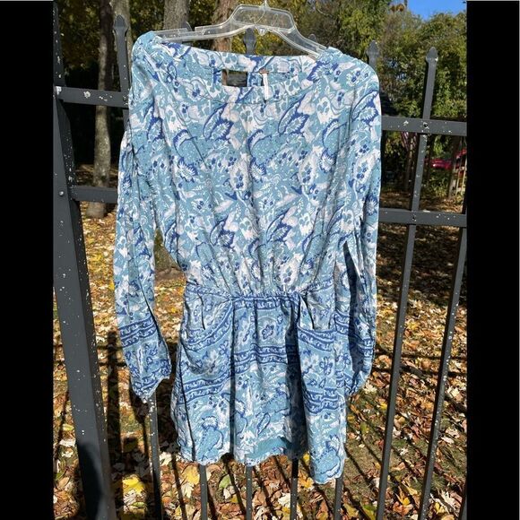 FREE PEOPLE  Sun Print Dress Denim Blue - Picture 3 of 5